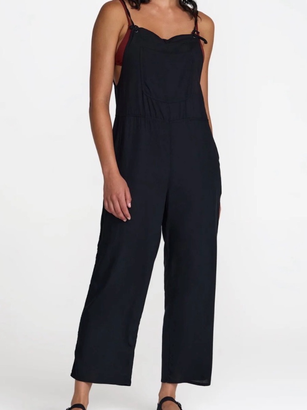 RVCA Black Wide-Leg Strappy Jumpsuit